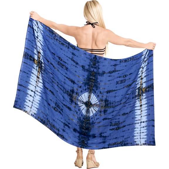 HAPPY BAY Women's Beachwear Summer Beach Wrap Bikini Wraps Sarong Coverups Skirt Bathing suit Swimsuit Swimwear Swim Cover up for Women One Size Blue, Tie Dye