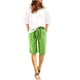 thumbnail image 4 of ICHUANYI Clearance Women's Summer Solid Five Points Large Size Cotton Linen Pants Casual Pants(Green, XL) ICHUANYI WER2023081116083, 4 of 5