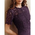 thumbnail image 2 of Purple Dress With Short Sleeve And High-Low Ruffled Hem, 2 of 30