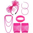 thumbnail image 1 of sweethay Disfraz Disfraz Guantes Pendientes Años 80 Accesorios Discotecas Estilo Decoraciones Cosplay Props para Mujeres Niñas rosa rojo Type2 NO2, 1 of 6