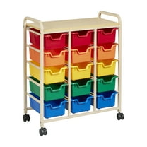 ECR4Kids Mobile Storage Organizer and 15 Removable Plastic Bins, Kids Furniture, Sand/Assorted