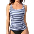 thumbnail image 2 of TOWED22 Tankini Tops for Women Swimwear Top Only Tummy Control Bathing Suit Top No Bottom Modest Swim Top(Blue,L), 2 of 8