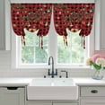 thumbnail image 4 of Gingerbread Christmas Tie Up Curtains for Windows, Balloon Window Shades, Xmas Balls Branches Red Buffalo Plaid Kitchen Window Treatments Roll Up Curtain for Basement/Nursery 52"x45", 4 of 8