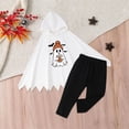 thumbnail image 2 of XIYON Toddler Girl Clothes Halloween Cute Ghost Print Hooded Cape Top Pants Two Piece Outfit Set Fall Winter Kids Holiday Party 4-5 Years, 2 of 8