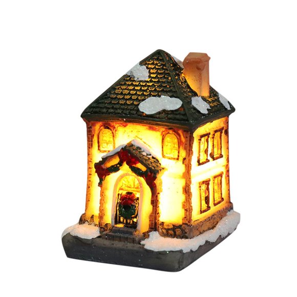 Binwennn Christmas Village Sets Christmas Decoration LED Lighted Christmas Village H0uses Christmas Winter Collectible Buildings Decorative Tabletop Decoration Xmas Holiday Ho Christmas Bulb
