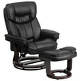 thumbnail image 2 of Emma + Oliver Multi-Position Recliner/Curved Ottoman - Swivel Wood Base in Black LeatherSoft, 2 of 13