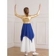 thumbnail image 3 of iiniim Kids Girls Long Sleeves Metallic Chiffon Lyrical Dance Tunic Overlay Dress Size 6-16 Royal Blue 10, 3 of 7