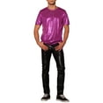 thumbnail image 2 of INSPIRE CHIC Shiny Tops for Men's Crew Neck Short Sleeves Metallic Party T-Shirts Rose Red S, 2 of 4