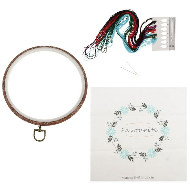 Kit de bordado con estampado de punto de cruz, práctico paquete de costura para manualidades, para principiantes, bricolaje, tela de bordado, aro de b 4 Baoblaze Kit de inicio del bordado