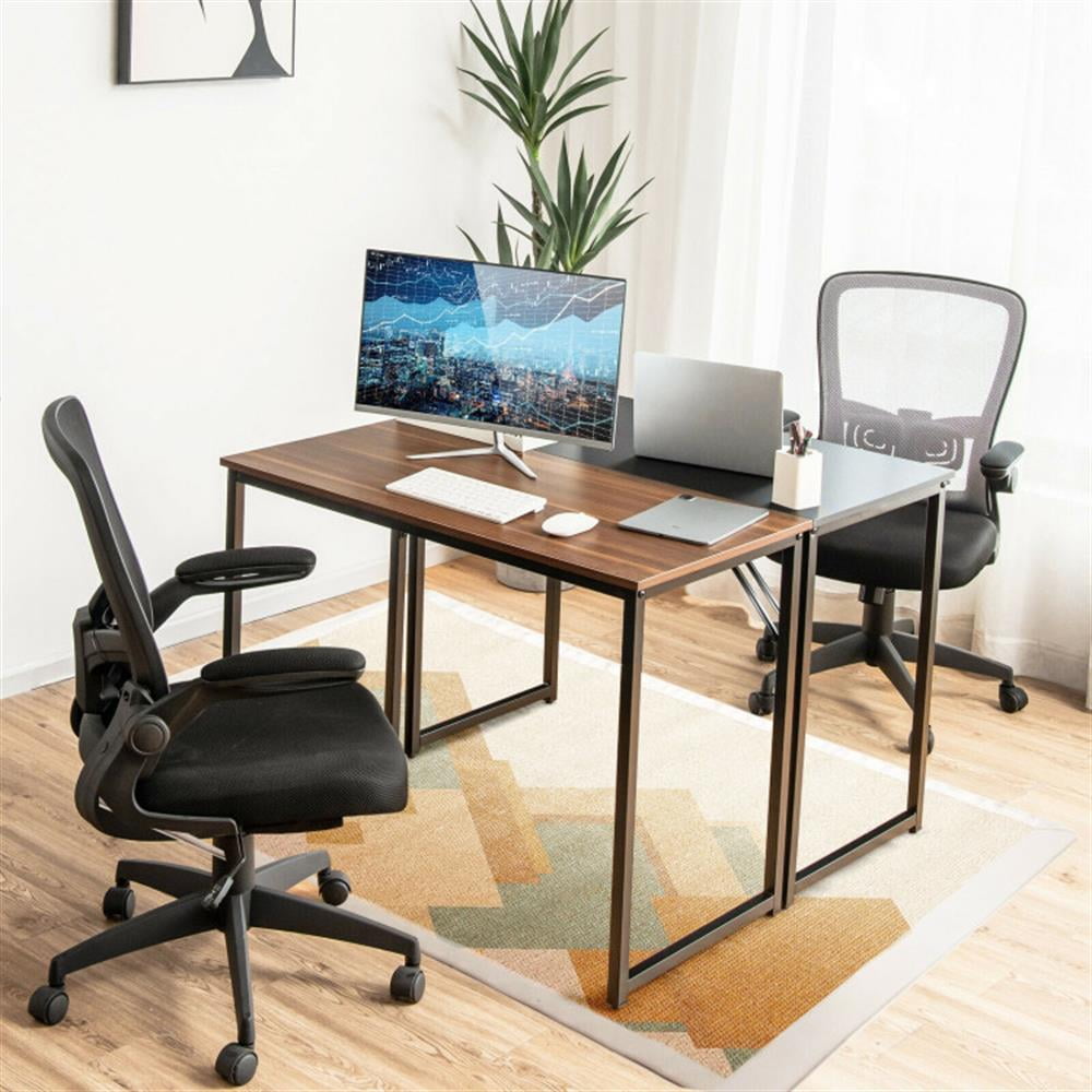 Demi Bonn L Shaped Computer Desk and Writing Workstation for Home and Office, Brown