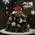 thumbnail image 5 of Mini Christmas Tree with Ornaments and Red Bow, Tabletop Artificial Pine Tree for Holiday Home Office Decor, 5 of 5