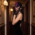 thumbnail image 6 of Cosplay Mask, Venetian Mask, Masquerade Mask, Mardi Gras Mask, Halloween Mask, Rhinestone Cat Mask Halloween Sparkly Cats Cosplay Cover | Halloween Bling Shiny Cat Headdress for Women, 6 of 6