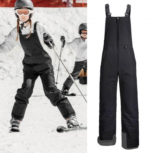 Kids Snow Ski Bib Overalls Windproof Warm Dry Insulated Snowpants One-Piece Snowboarding  Pants for Boys Girls Teens Black 10-12 Years