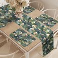 thumbnail image 2 of Ambesonne Hawaii Table Runner & Placemats, Tropical Composition Foliage, Placemat 4 pcs + Runner 14"x90", Green Orange, 2 of 2