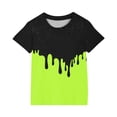 thumbnail image 5 of Jinhomg Kids Casual Summer Tees Boys Girls Cute Color Block Tops Lightweight Comfy Short Sleeve Crew Neck T-Shirts Daily Wear Green 11 Years, 5 of 6