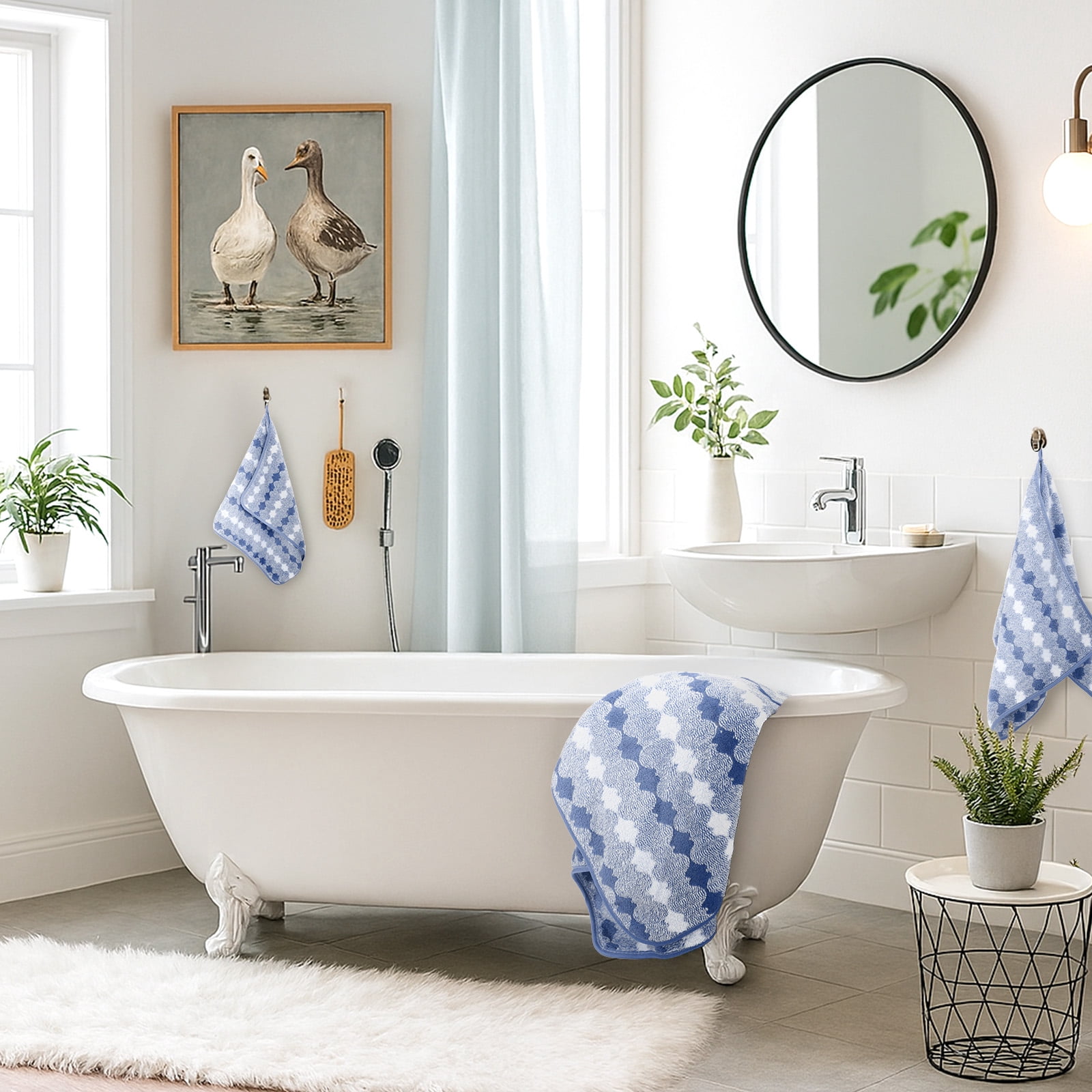 Sanmadrola Bath Towels Set, 35x70 Inch 4 Pieces Large Shower Towels -700 GSM High Absorbent Quick Dry Blue Bath Sheets for Bathroom, Gym, Hotel
