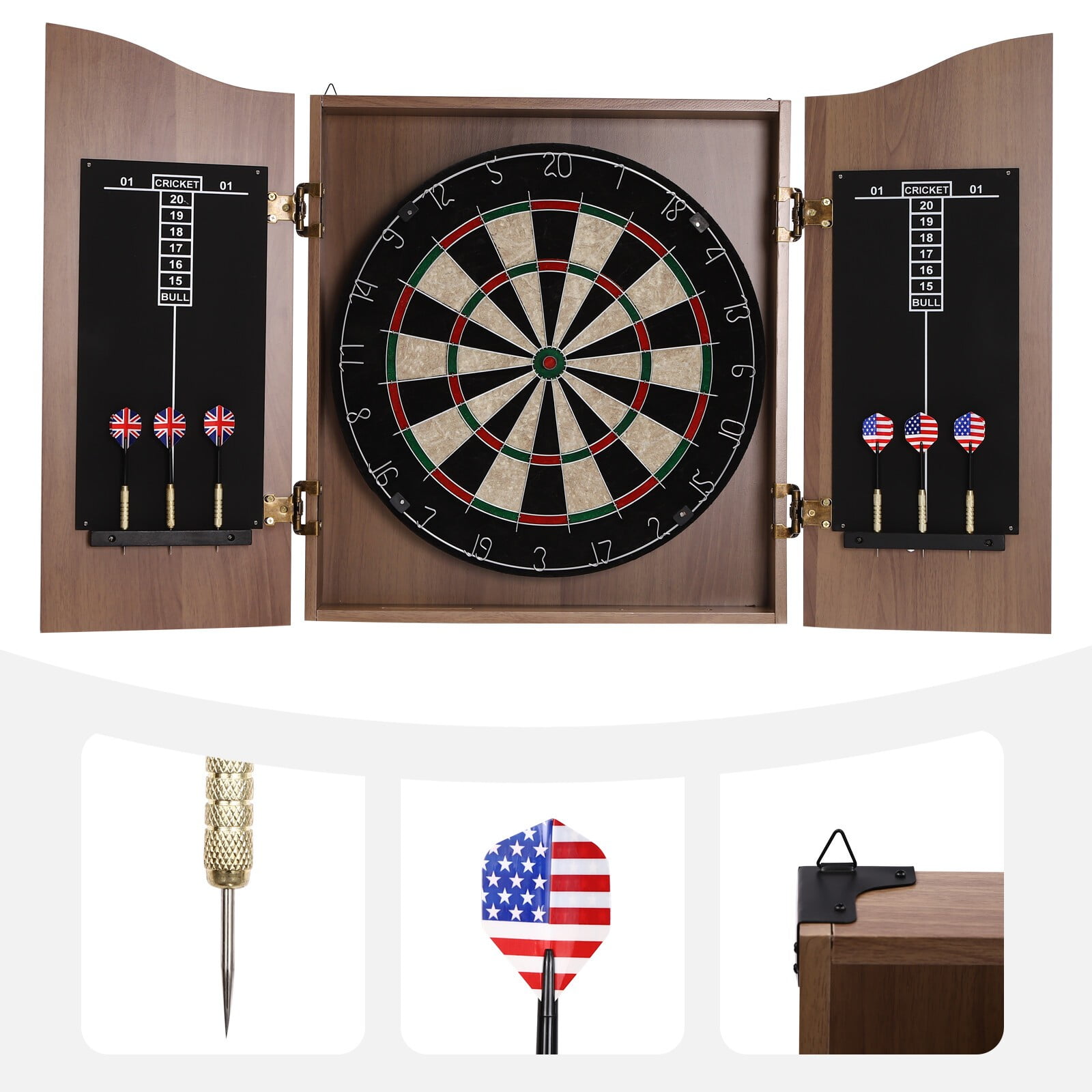 Dart Boards Set for Adults Dartboard Cabinet Set Dart Machine Cabinet Classic Dartboard Cabinet with Dart Boards & 6 Darts for Adults and Family