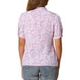 thumbnail image 3 of INSPIRE CHIC Women's Peter Pan Collar Blouse Floral Puff Short Sleeve Contrast Trim Button Down Top L Light Purple, 3 of 6