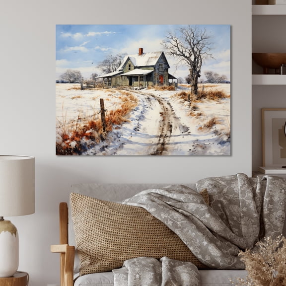 Designart "Farmhouse Country painting" Landscapes Metal Art Living Room