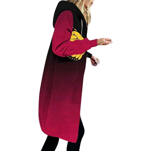 Lolmot Chandail à Capuchon Ample à Manches Imprimées d'Halloween pour Femme, Haut, Veste Longue