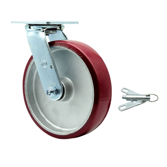 8 Inch Poly on Aluminum Swivel Caster with Ball Bearing and Swivel Lock SCC