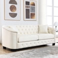 thumbnail image 2 of 3-Seater Beige Velvet Sofa with Decorative Nailhead Trim | Stylish Addition to Living Spaces, 2 of 6