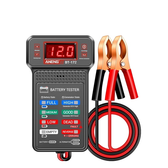 Meponn Car Battery Tester Charging System Analyzer BT172 12V Reverse Polarity Alert Bright LED Indicator 1 Pack