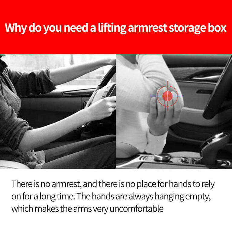 ADVEN Car Armrest Support Multifunctional Elbow Pad Armrest Extender  Console Storage Arrangement Adjustable Height Comfortable Armrest Pad For  All