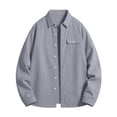 thumbnail image 5 of Xaqiouau Men Solid Color Turn Down Collar Chest Pocket Button Down Long Sleeve Daily Commute Work Casual Woven Shirt Gray XL, 5 of 5