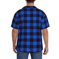 thumbnail image 3 of Logiee Buffalo Plaid Blue Black Print Men's Button Down Shirts Short Sleeve, Summer Beach Shirts,Vacation Wedding Shirts,Men's Casual Button-Down Shirts with Pocket-Medium, 3 of 5
