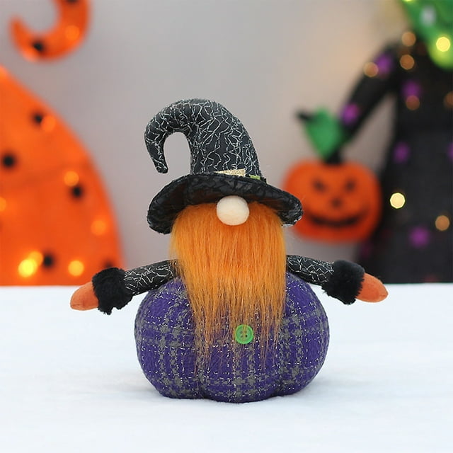 Puntoco Nuevo sombrero puntiagudo de tela para Halloween, muñeco de barba larga, calabaza, decoración de mesa para fiesta, adornos que aumentan la atmósfera de Halloween