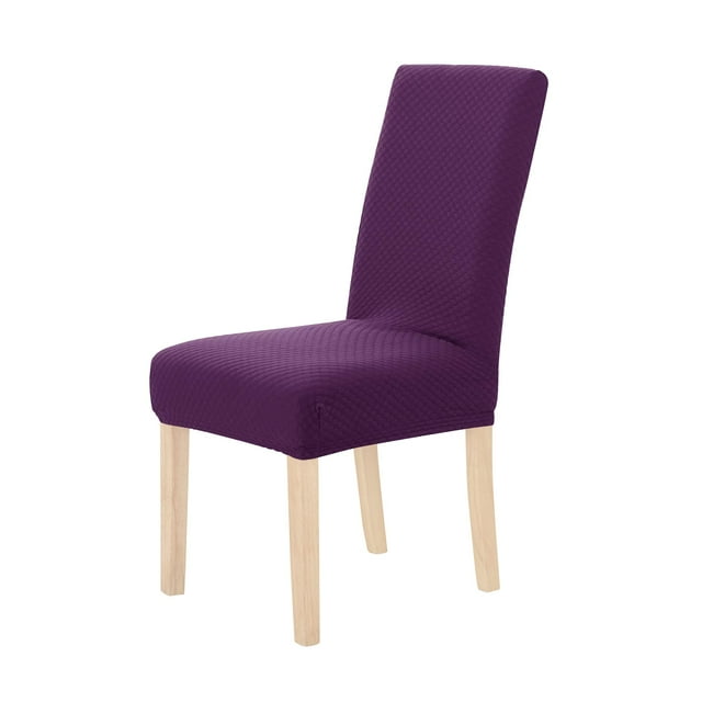 Deconovo Decorativo Sólido Fundas de silla, Extraíble White Chair Slipcover Jacquard Dots Comedor Fundas de silla, Juego of 4, Purple