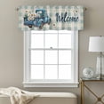 thumbnail image 3 of Blue Truck Spring Floral Kitchen Curtain Valances for Windows Farmhouse Short Curtains, Teal Plaid Butterflies Vintage Rod Pocket Valance Curtain for Bedroom Cafe Living Room 42"x12", 3 of 8
