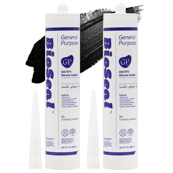 Sellador de silicona BioSeal 100% impermeable, 300 ml, negro