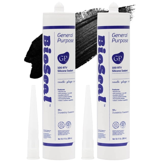 Sellador de silicona BioSeal 100% impermeable, 300 ml, negro