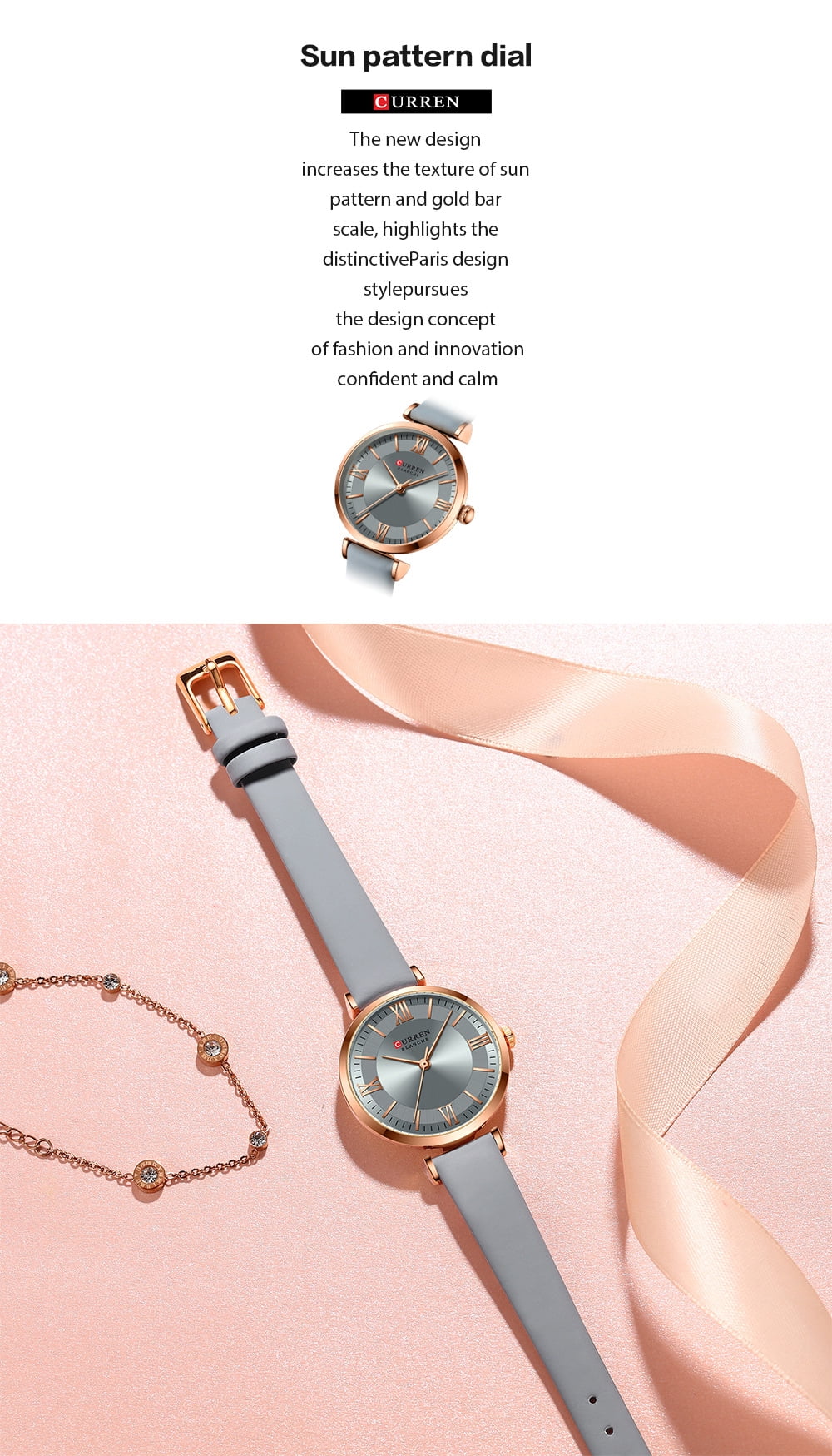 Women's watches, fashionable and casual women's watches with leather straps, wristwatches