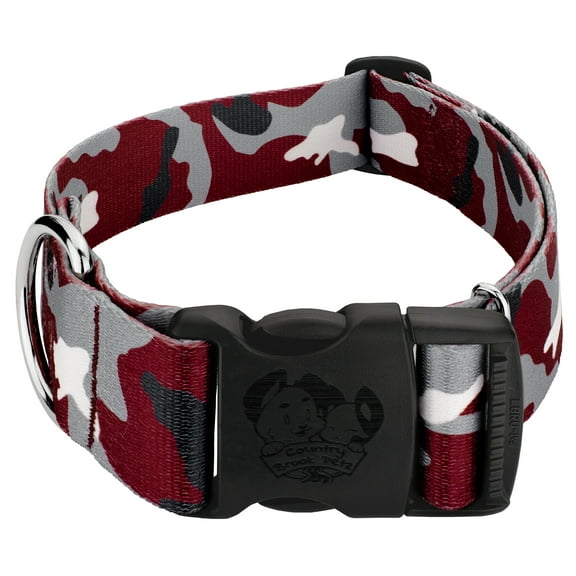 Country Brook Petz® 1 1/2 inch Deluxe Crimson and White Camo Dog Collar, Large