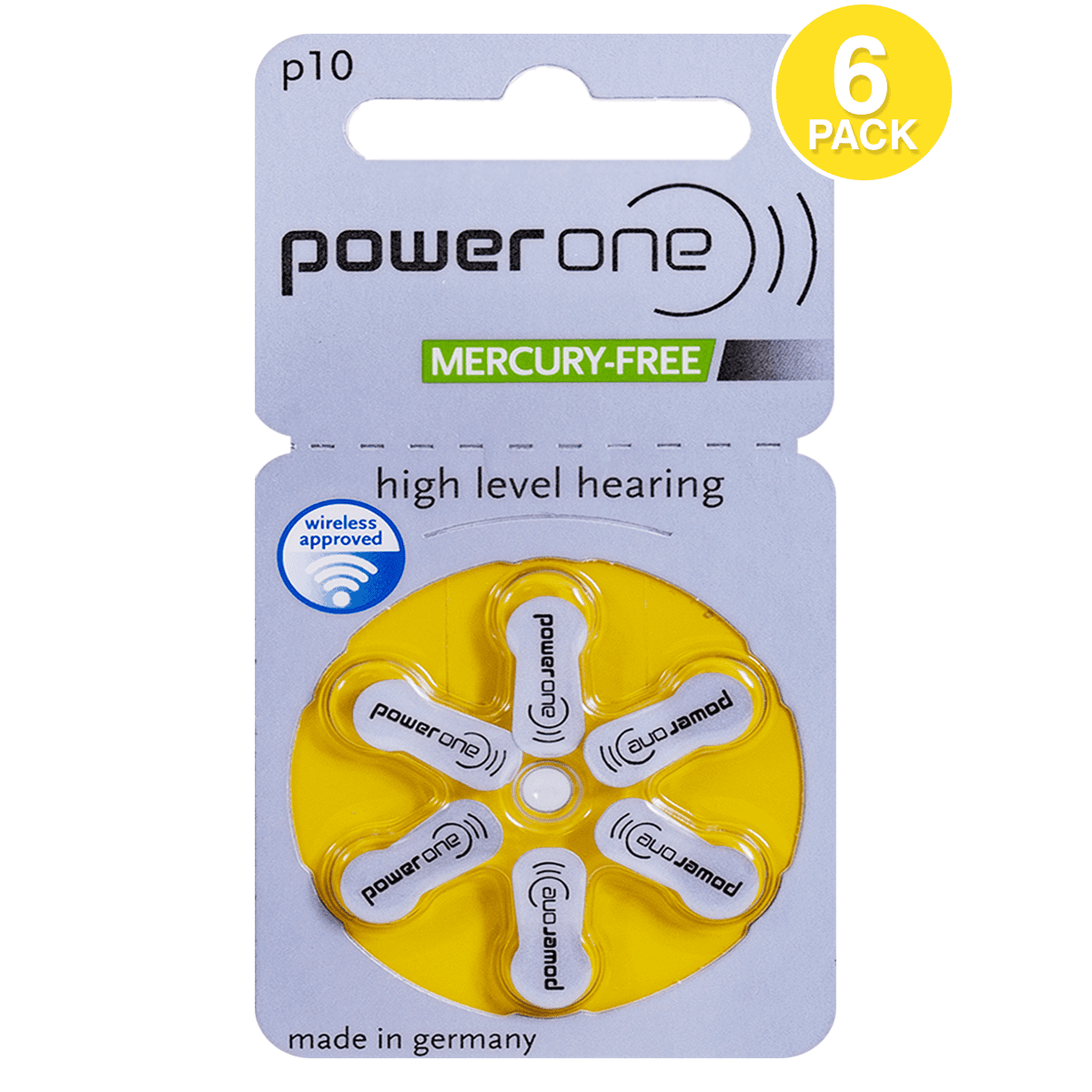 Power One No Mercury Hearing Aid Batteries P10 by Power One (6 Pack