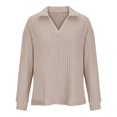 thumbnail image 4 of Besolor Hauts d'Automne Printemps pour Femmes Col à Revers Col en V Manches Longues Blouse Décontractée Ample pour Sortir, 4 of 6