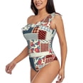 thumbnail image 3 of Picia Patchwork In Country Style Pattern Women's One Piece Swimsuits,One Shoulder Swimwear Asymmetric ,Ruffle Monokinis Bathing Suits,High Waisted Flattering Bathing Suits-, 3 of 8