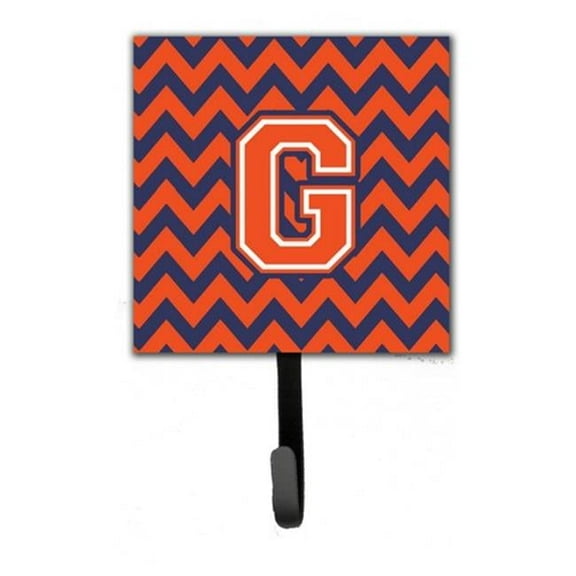 Letter G Chevron Orange & Blue Leash or Key Holder, 6 x 1.25 x 4.25 in.