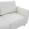 thumbnail image 4 of LeisureMod Lincoln 83" Modern Leather Upholstered Sofa With Gold Steel Frame in White, 4 of 7