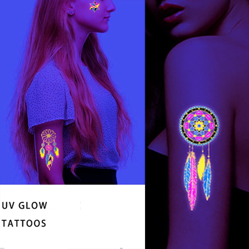 Valentine's Day Fluorescent Skin Temporary Waterproof Art Stickers for Men and Women's Arms and Shoulders Music Concert Bar Party Festival Skin Temporary Decorative Stickers