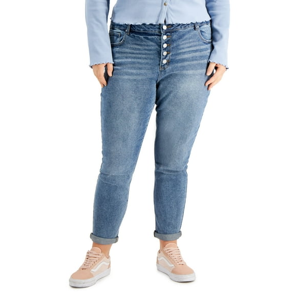 Tinseltown Trendy Plus Trendy Mom Jeans Sinner Wash 24W
