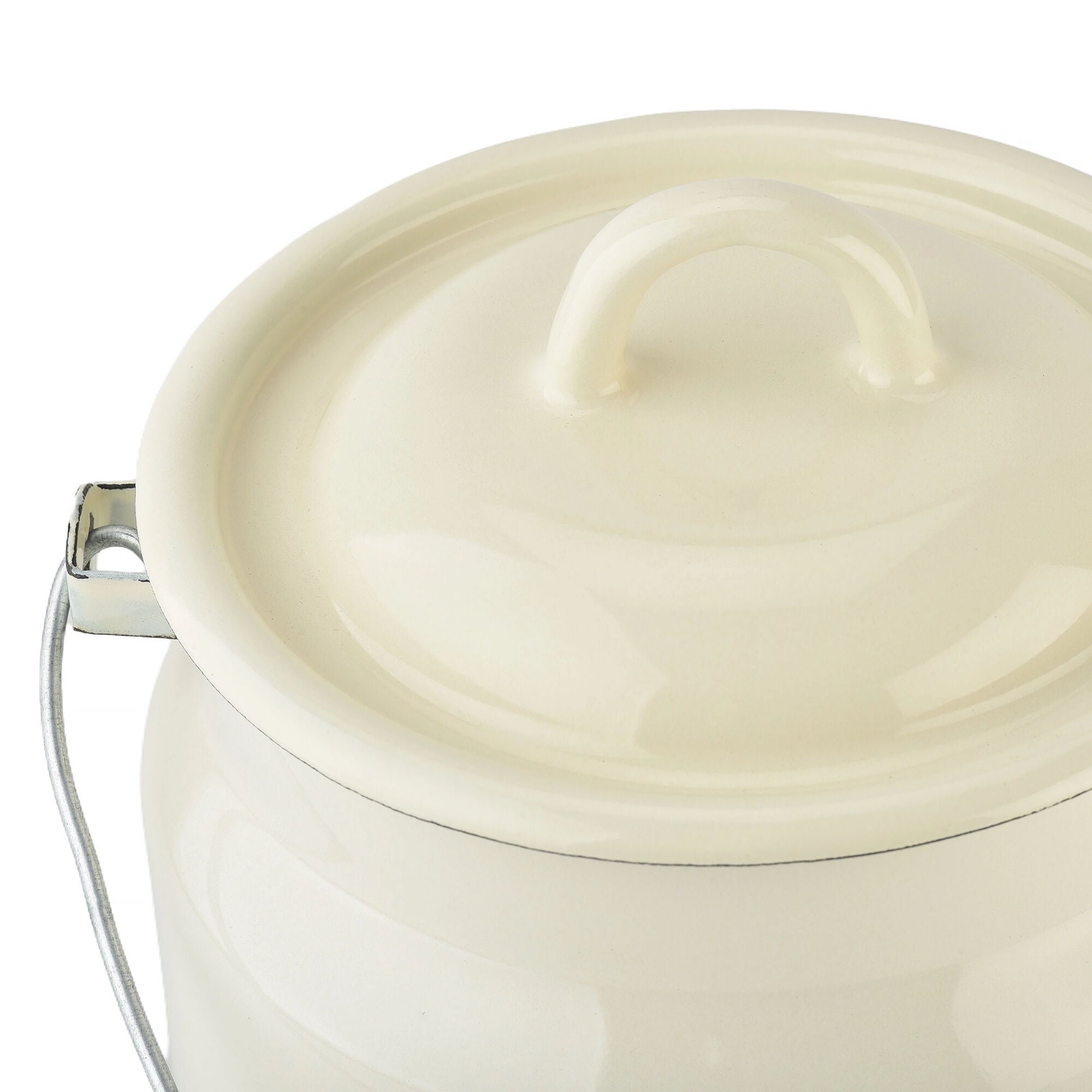 Novomoskovsjka Posuda Vintage Style Ivory Enamel Milk Can with Lid 3.5 Qt (3.3 L) Enameled Steel Milk Canister Kitchen Milk Keeper Milk Bucket Milk Container