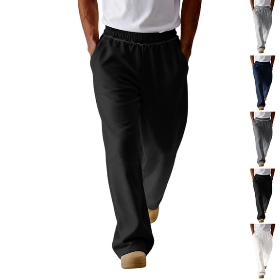 Zimjoy Men's Sweatpants Baggy Lightweight Elastic Waisted Jogger Pants Athletic Running Workout Gym Joggers, Black L