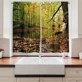 thumbnail image 2 of Ambesonne Landscape Kitchen Curtains, Pine River in Autumn, 55"x39", Green Yellow Cinnamon, 2 of 3