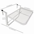 thumbnail image 2 of Folding Balcony Hanging Table Outdoor Folding Railing Table, 3 Height Adjustable and Foldable Space Saving, Width from 0.75 inch to 4.5 inch, Suitable for Patio, Balcony and Deck White, 2 of 7