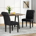thumbnail image 2 of GDF Studio Emerson Contemporary Tufted Rolltop Dining Chairs, Set of 2, Midnight Black Faux Leather and Matte Black, 2 of 8