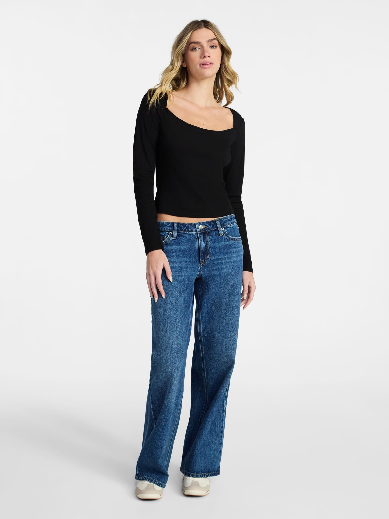 No Boundaries 90s Square Neck Top, Women’s XXS-XXL